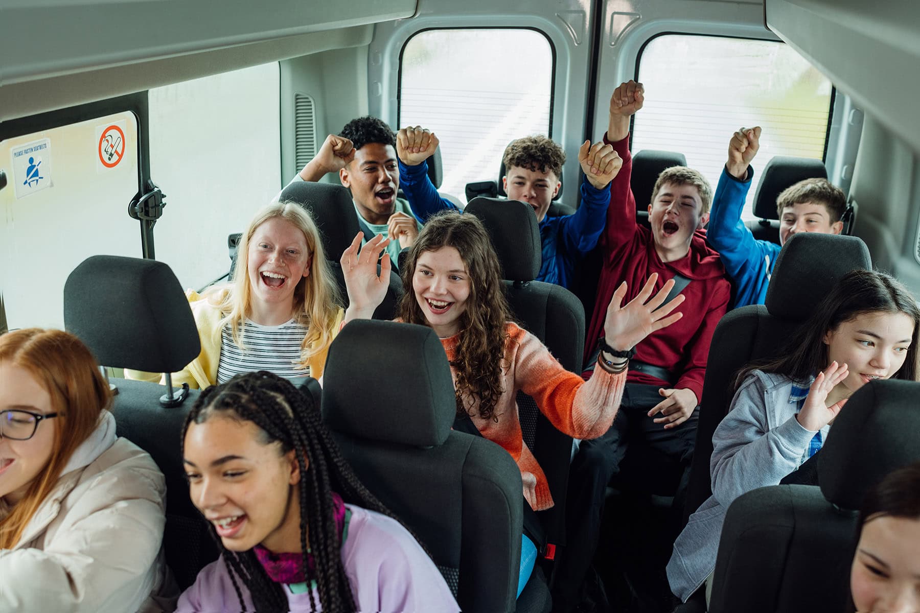 Group of students on bus